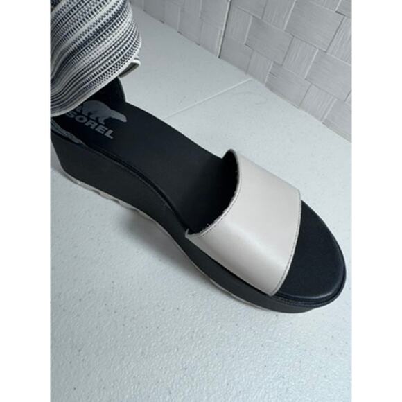 NEW! "SOREL" Cameron Flatform Ankle Strap Sandals, Open Toe, Black, Small Scuff - Picture 4 of 9